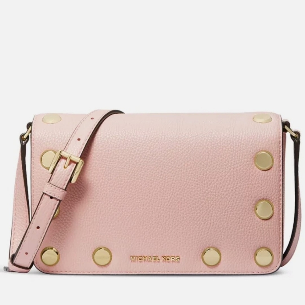 'MICHAEL KORS' 'HOLLY' LEATHER STUDDED CROSSBODY BAGw/MK DUST BAG 2-PIECE SET - Picture 2 of 16